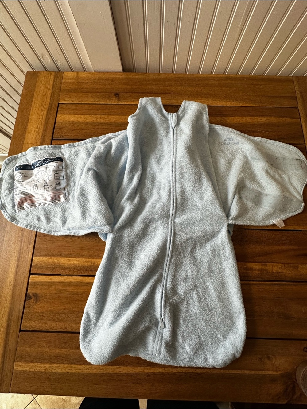 Light blue fleece Halo sleepsack swaddle with wings size small 3-6m